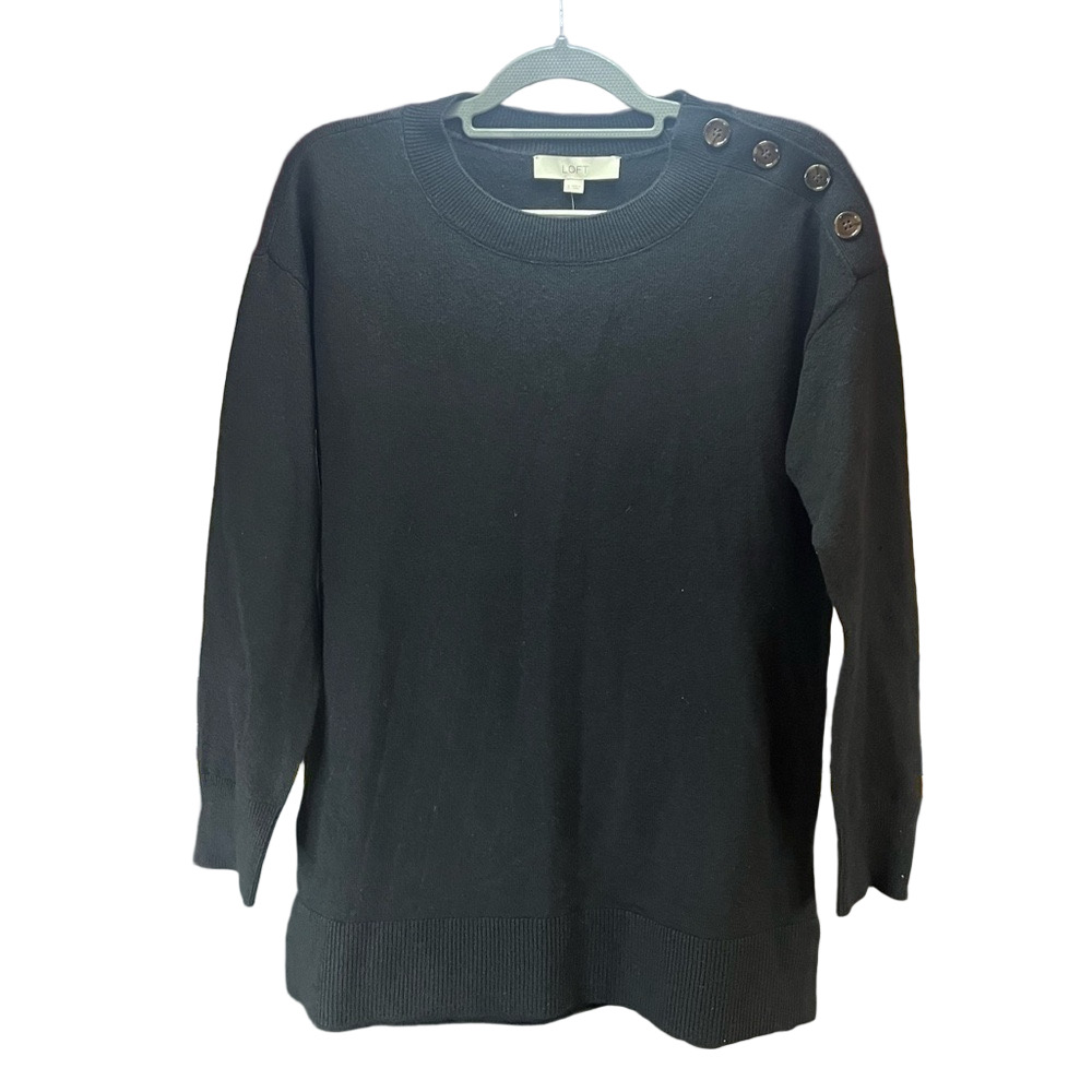 LOFT Relaxed Fit Long Sweater w/ Button Shoulders